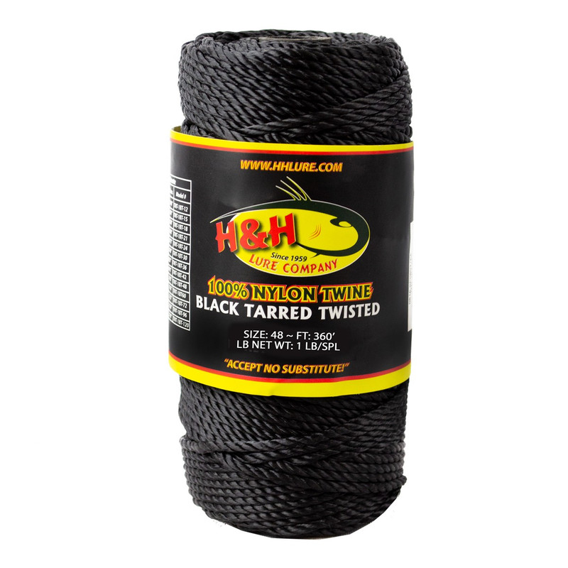 H & H Lure Black Tarred Twisted Twine in 48 ALL SIZES